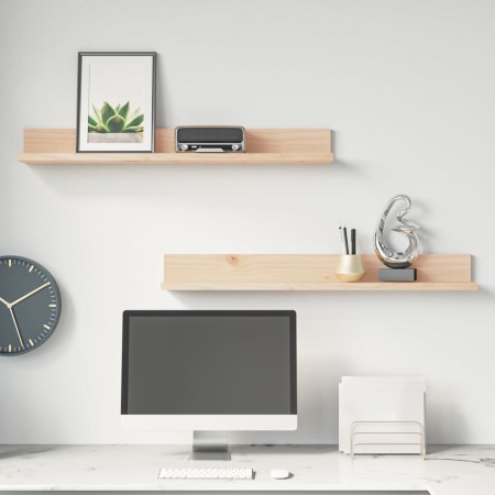 Estantes de pared 2 uds madera maciza de pino 80x11x9 cm de , Estantes y estanterías - Ref: Foro24-823604, Precio: 23,37 €, D...