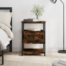 Mesita de noche madera de ingeniería roble ahumado 40x42x56 cm de , Mesitas de noche - Ref: Foro24-826027, Precio: 41,25 €, D...