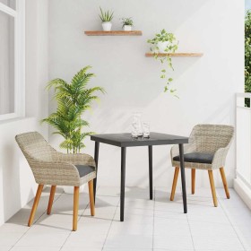 Conjunto de Comedor de Jardín 3 pcs Gris Claro ratán sintético en Mesas de jardín | Comprar online en Foru.es