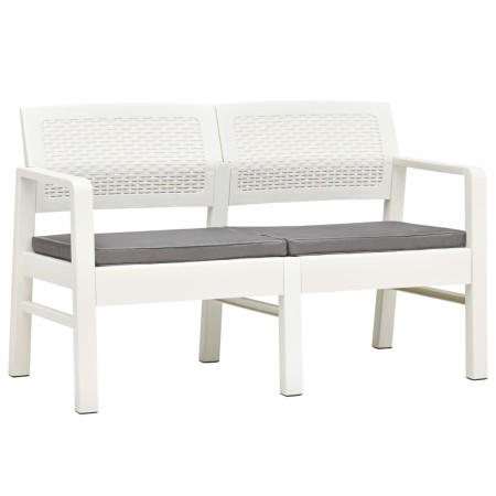 Banco de jardín de 2 plazas con cojines plástico blanco 120 cm de , Bancos de jardín - Ref: Foro24-48821, Precio: 193,52 €, D...