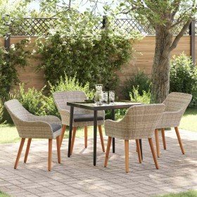 Conjunto de Comedor de Jardín 5 pcs Gris Claro ratán sintético en Mesas de jardín | Comprar online en Foru.es