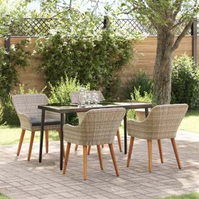 Conjunto de Comedor de Jardín 5 pcs Gris Claro ratán sintético en Mesas de jardín | Comprar online en Foru.es