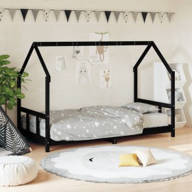 Estructura de cama para niños madera de pino negro 90x200 cm de , Cunas y camas para niños - Ref: Foro24-835720, Precio: 158,...