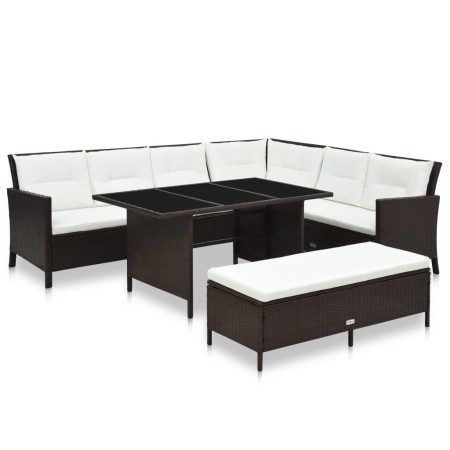 Set muebles de jardín 3 pzas y cojines ratán sintético marrón de , Conjuntos de jardín - Ref: Foro24-48153, Precio: 664,96 €,...