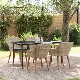 Conjunto de Comedor de Jardín 5 pcs Gris Claro ratán sintético en Mesas de jardín | Comprar online en Foru.es