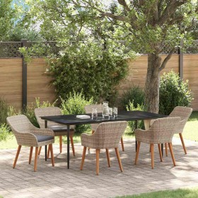 Conjunto de Comedor de Jardín 7 pcs Gris Claro ratán sintético en Mesas de jardín | Comprar online en Foru.es