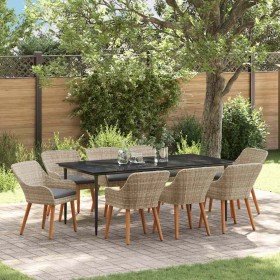 Conjunto de Comedor de Jardín 9 pcs Gris Claro ratán sintético en Mesas de jardín | Comprar online en Foru.es