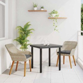 Conjunto de Comedor de Jardín 3 pcs Gris Claro ratán sintético en Mesas de jardín | Comprar online en Foru.es