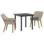 Conjunto de Comedor de Jardín 3 pcs Gris Claro ratán sintético en Mesas de jardín | Comprar online en Foru.es