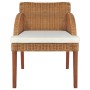 Sillas de comedor con cojines 2 uds ratán natural marrón claro de , Sillas de comedor - Ref: Foro24-325489, Precio: 246,65 €,...
