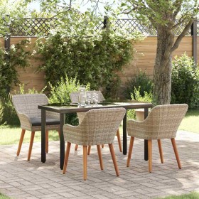 Conjunto de Comedor de Jardín 5 pcs Gris Claro ratán sintético en Mesas de jardín | Comprar online en Foru.es