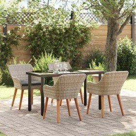 Conjunto de Comedor de Jardín 5 pcs Gris Claro ratán sintético en Mesas de jardín | Comprar online en Foru.es