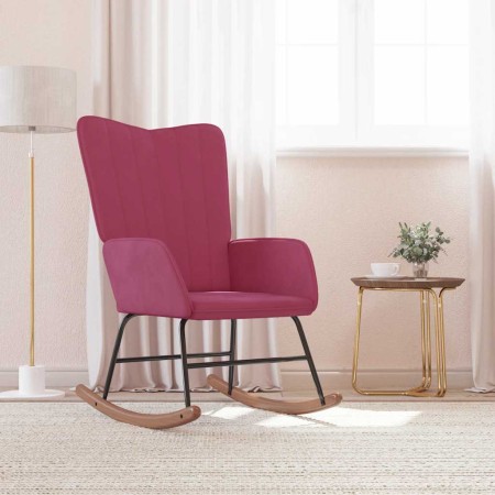 Silla mecedora de terciopelo rojo vino tinto de , Mecedoras - Ref: Foro24-327748, Precio: 108,97 €, Descuento: %