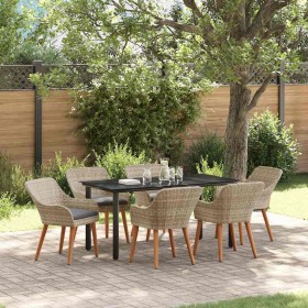 Conjunto de Comedor de Jardín 7 pcs Gris Claro ratán sintético en Mesas de jardín | Comprar online en Foru.es