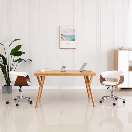 Silla oficina giratoria madera curvada cuero sintético blanco de , Sillas de oficina - Ref: Foro24-3054831, Precio: 162,90 €,...