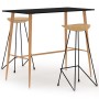 Juego de mesa alta y taburetes de bar 3 piezas negro de , muebles para cocinas y comedores - Ref: Foro24-3057839, Precio: 341...