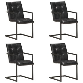 Sillas voladizas de comedor 4 unidades cuero auténtico negro de , Sillas de comedor - Ref: Foro24-3059816, Precio: 595,17 €, ...