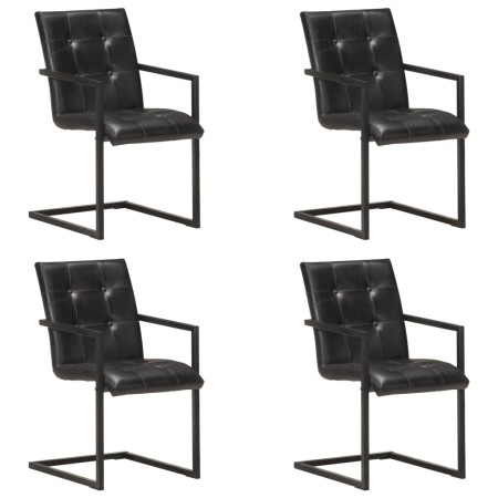 Sillas voladizas de comedor 4 unidades cuero auténtico negro de , Sillas de comedor - Ref: Foro24-3059816, Precio: 595,17 €, ...