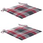 Sillas de jardín 2 uds madera teca con cojines a cuadros rojos de , Sillas de jardín - Ref: Foro24-3062473, Precio: 136,16 €,...