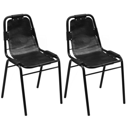 Sillas de comedor 2 unidades cuero auténtico negro de , Sillas de comedor - Ref: Foro24-243721, Precio: 213,27 €, Descuento: %