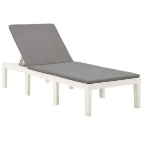 Tumbona con cojín plástico blanco de vidaXL, Tumbonas - Ref: Foro24-315828, Precio: 167,65 €, Descuento: %
