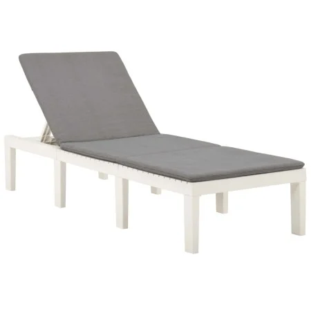 Tumbona con cojín plástico blanco de vidaXL, Tumbonas - Ref: Foro24-315828, Precio: 167,65 €, Descuento: %