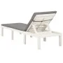 Tumbona con cojín plástico blanco de vidaXL, Tumbonas - Ref: Foro24-315828, Precio: 167,65 €, Descuento: %