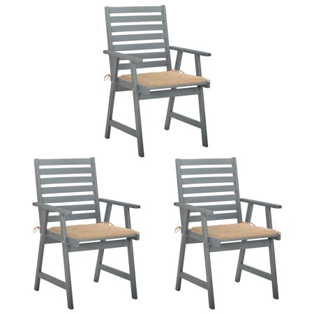 Sillas comedor de jardín 3 uds madera maciza acacia y cojines de , Sillas de jardín - Ref: Foro24-3064431, Precio: 296,20 €, ...