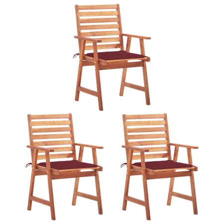 Sillas comedor de jardín 3 uds madera maciza acacia y cojines de , Sillas de jardín - Ref: Foro24-3064356, Precio: 218,02 €, ...