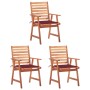 Sillas comedor de jardín 3 uds madera maciza acacia y cojines de , Sillas de jardín - Ref: Foro24-3064356, Precio: 218,02 €, ...