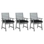 Sillas comedor de jardín 3 uds madera maciza acacia y cojines de , Sillas de jardín - Ref: Foro24-3064450, Precio: 290,85 €, ...