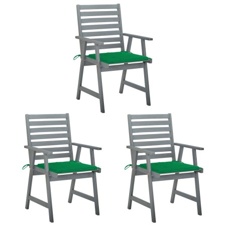 Sillas comedor de jardín 3 uds madera maciza acacia y cojines de , Sillas de jardín - Ref: Foro24-3064433, Precio: 288,50 €, ...