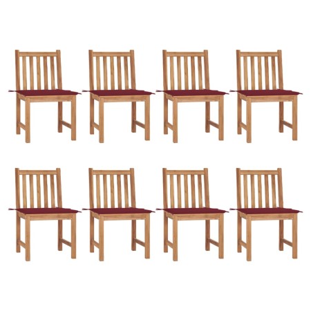 Sillas de jardín 8 unidades madera de teca con cojines de , Sillas de jardín - Ref: Foro24-3073151, Precio: 975,84 €, Descuen...