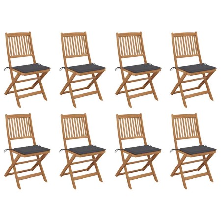 Sillas de jardín plegables 8 uds y cojines madera maciza acacia de , Sillas de jardín - Ref: Foro24-3075113, Precio: 436,63 €...