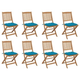 Sillas de jardín plegables 8 uds y cojines madera maciza acacia de , Sillas de jardín - Ref: Foro24-3075132, Precio: 408,42 €...