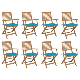 Sillas de jardín plegables 8 uds y cojines madera maciza acacia de , Sillas de jardín - Ref: Foro24-3075089, Precio: 445,09 €...