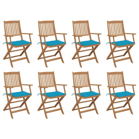 Sillas de jardín plegables 8 uds y cojines madera maciza acacia de , Sillas de jardín - Ref: Foro24-3075089, Precio: 445,09 €...