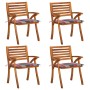 Sillas de jardín con cojines 4 unidades madera maciza de acacia de , Sillas de jardín - Ref: Foro24-3075187, Precio: 501,94 €...