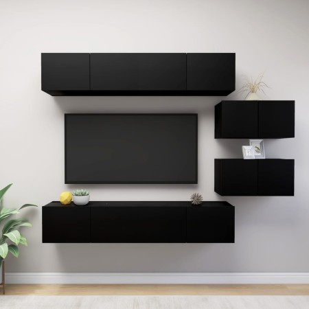 Set de muebles de salón TV 6 piezas madera ingeniería negro de , Muebles TV - Ref: Foro24-3078831, Precio: 261,51 €, Descuent...