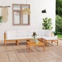 Set de muebles de jardín 6 pzas madera de teca y cojines crema de , Conjuntos de jardín - Ref: Foro24-3087242, Precio: 677,04...