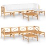 Set de muebles de jardín 6 pzas madera de teca y cojines crema de , Conjuntos de jardín - Ref: Foro24-3087242, Precio: 677,04...
