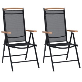 Sillas de jardín plegables 2 uds aluminio y textilene negro de , Sillas de jardín - Ref: Foro24-41732, Precio: 166,77 €, Desc...