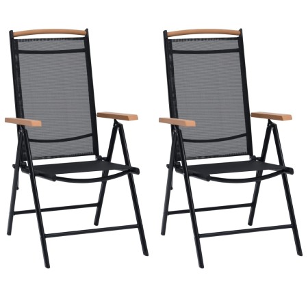Sillas de jardín plegables 2 uds aluminio y textilene negro de , Sillas de jardín - Ref: Foro24-41732, Precio: 166,77 €, Desc...