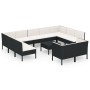Set de muebles de jardín 12 pzas cojines ratán sintético negro de , Conjuntos de jardín - Ref: Foro24-3094620, Precio: 1,00 €...