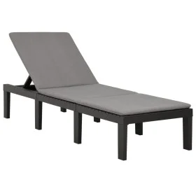 Tumbona con cojín plástico gris antracita de vidaXL, Tumbonas - Ref: Foro24-315829, Precio: 176,56 €, Descuento: %