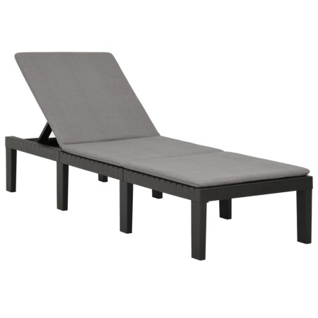 Tumbona con cojín plástico gris antracita de vidaXL, Tumbonas - Ref: Foro24-315829, Precio: 186,62 €, Descuento: %