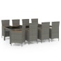 Set de comedor de jardín 9 pzas y cojines ratán sintético gris de , Conjuntos de jardín - Ref: Foro24-3094939, Precio: 864,01...