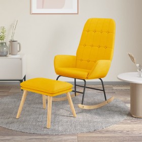 Sillón mecedora con taburete tela amarillo mostaza de , Mecedoras - Ref: Foro24-3097711, Precio: 157,17 €, Descuento: %