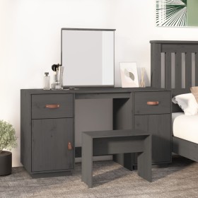 Tocador con espejo madera maciza de pino gris de , Tocadores para dormitorios - Ref: Foro24-3107836, Precio: 246,82 €, Descue...