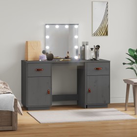 Juego de tocador con LED madera maciza de pino gris de , Tocadores para dormitorios - Ref: Foro24-3107841, Precio: 262,35 €, ...